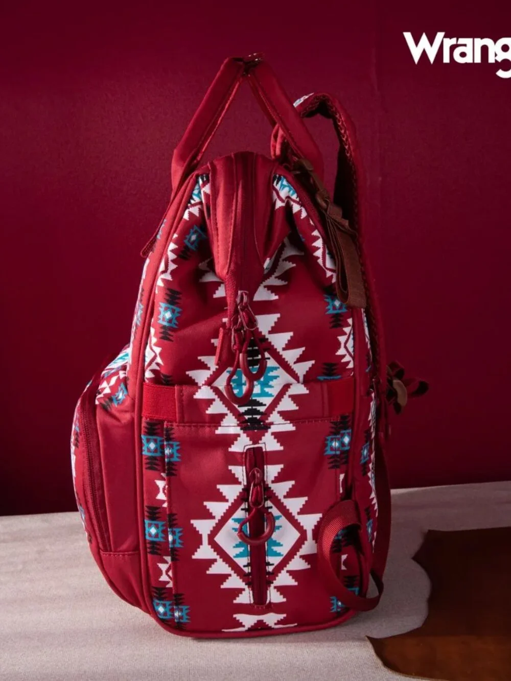Wrangler Allover Wrangler Aztec Printed Callie Backpack - Burgundy